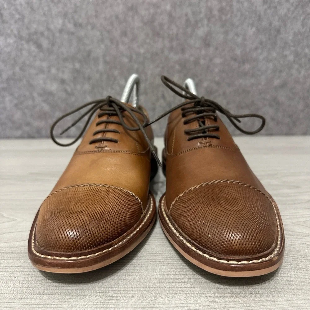 Giorgio Brutini Mens Size 8 Brown Leather Cap Toe‎ Oxford Dress Shoes Classic
